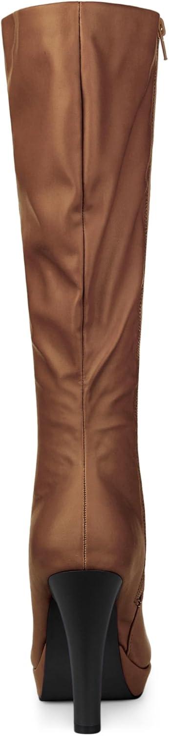 imageAllegra K Womens Chunky Heel Round Toe Platform Knee High BootsBrown
