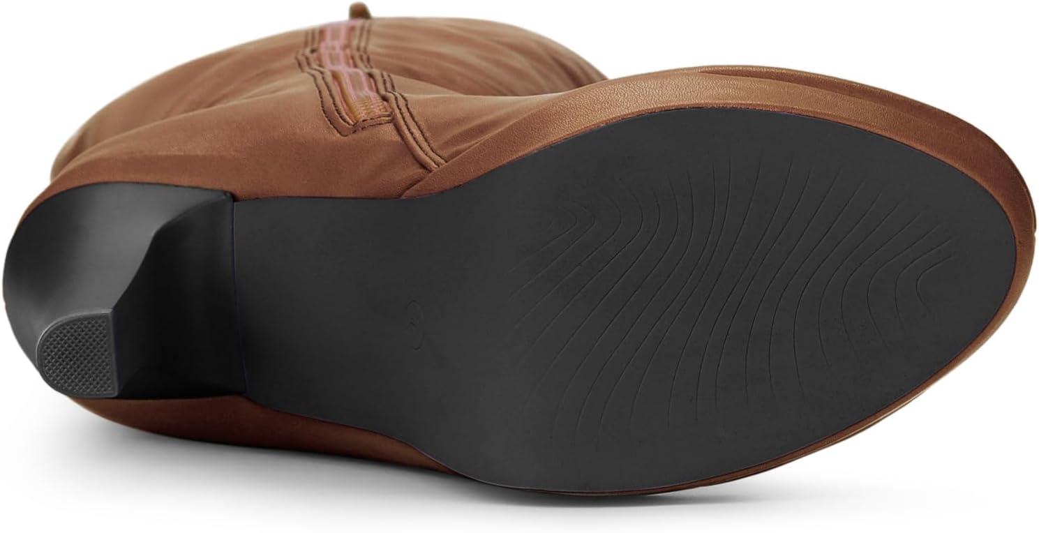 imageAllegra K Womens Chunky Heel Round Toe Platform Knee High BootsBrown