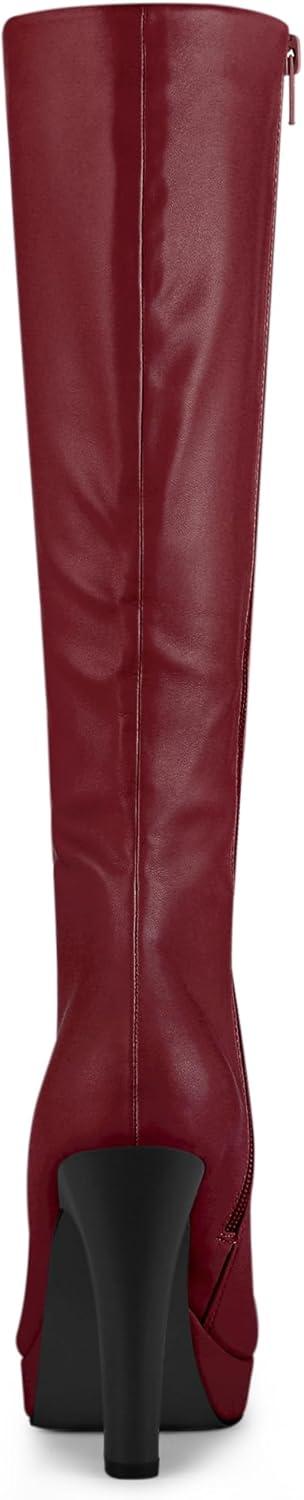imageAllegra K Womens Chunky Heel Round Toe Platform Knee High BootsBurgundy