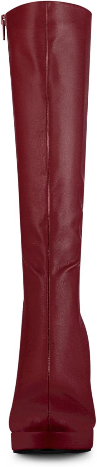 imageAllegra K Womens Chunky Heel Round Toe Platform Knee High BootsBurgundy