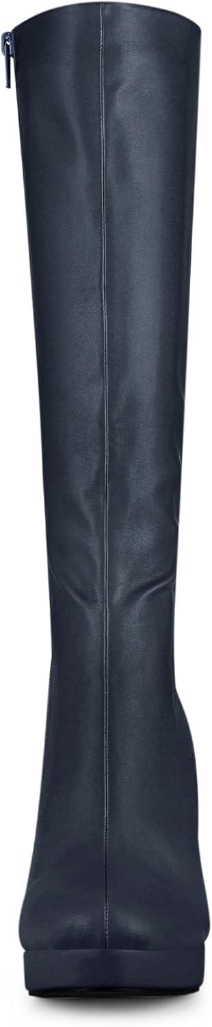 imageAllegra K Womens Chunky Heel Round Toe Platform Knee High BootsNavy Blue
