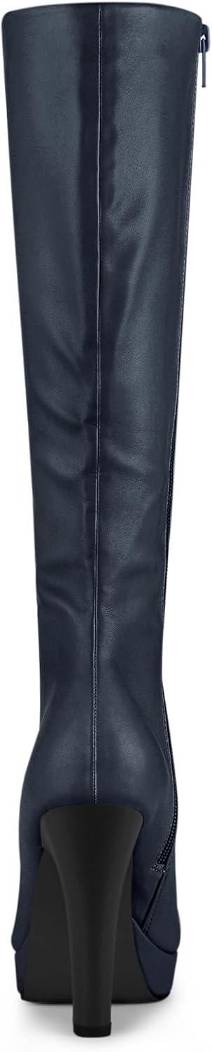 imageAllegra K Womens Chunky Heel Round Toe Platform Knee High BootsNavy Blue