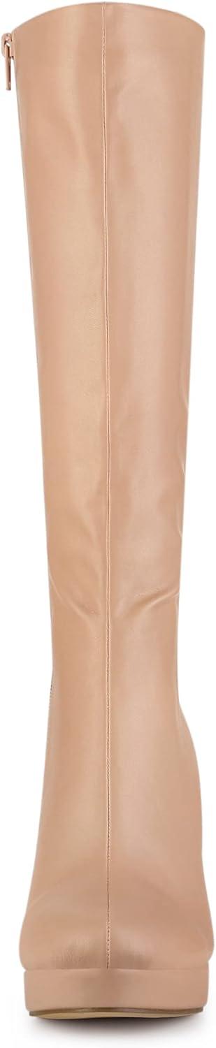 imageAllegra K Womens Chunky Heel Round Toe Platform Knee High BootsNude
