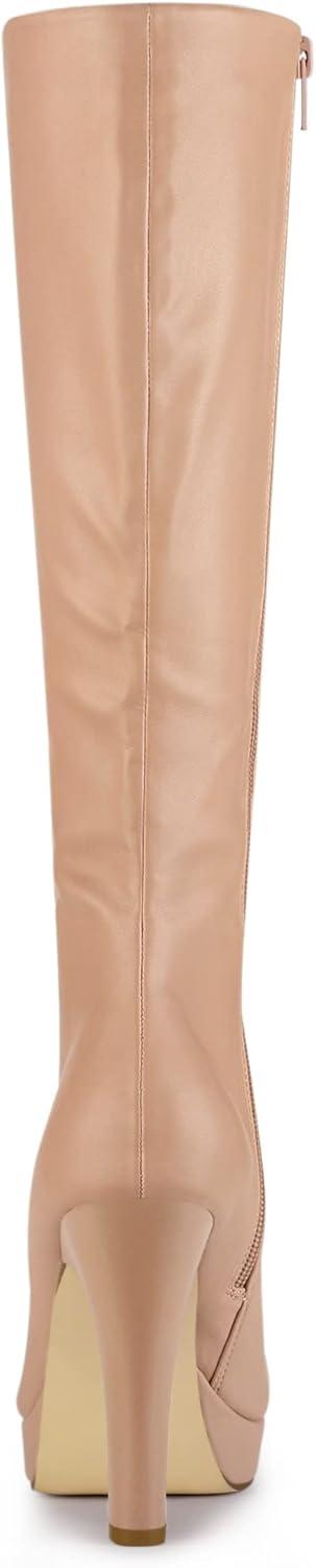 imageAllegra K Womens Chunky Heel Round Toe Platform Knee High BootsNude
