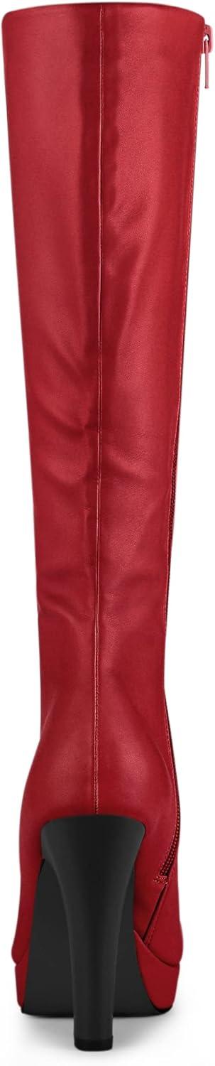 imageAllegra K Womens Chunky Heel Round Toe Platform Knee High BootsRed