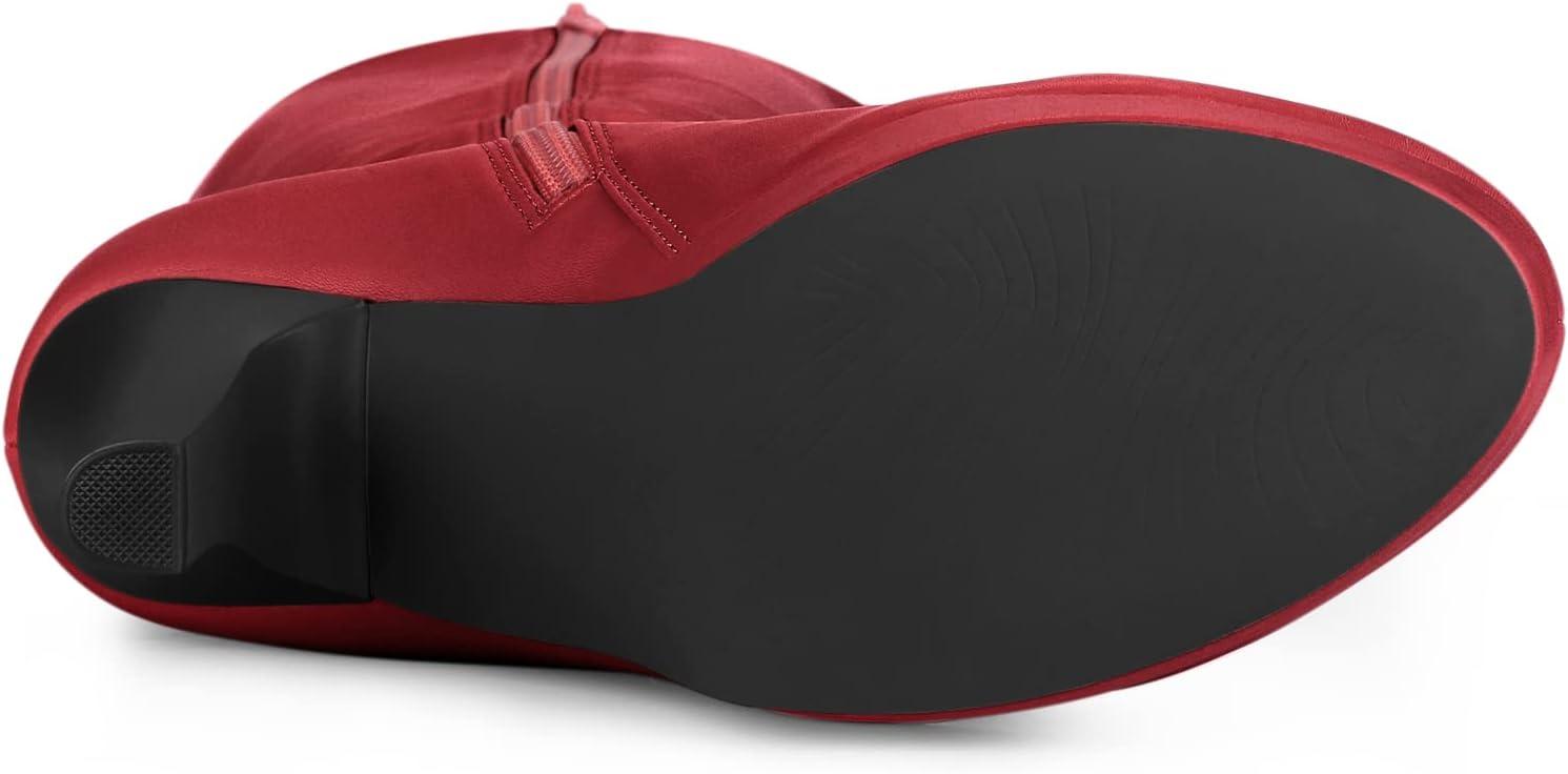 imageAllegra K Womens Chunky Heel Round Toe Platform Knee High BootsRed