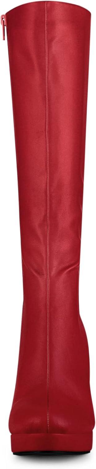 imageAllegra K Womens Chunky Heel Round Toe Platform Knee High BootsRed