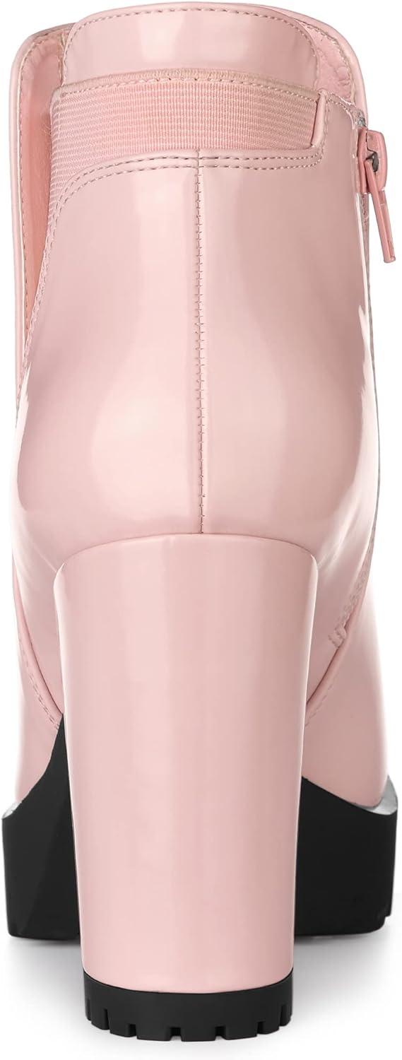 imageAllegra K Womens Chunky High Heel Platform Ankle BootsPink