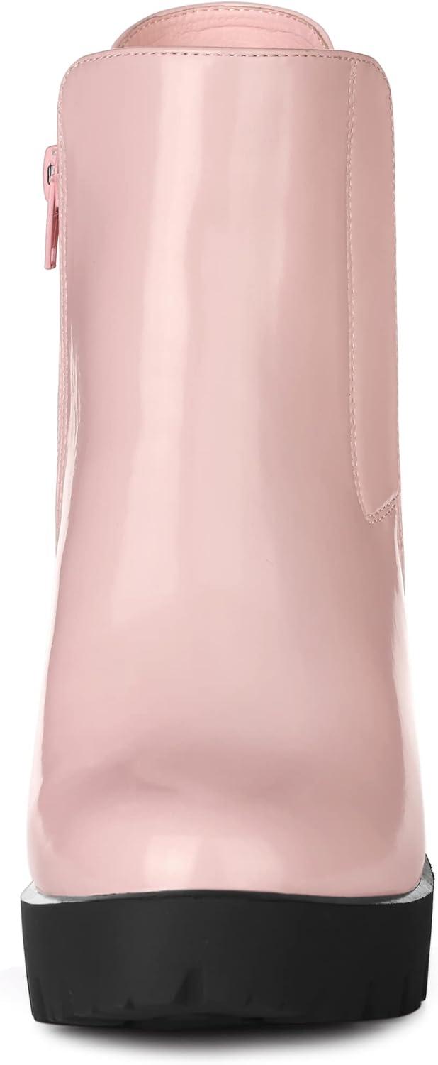 imageAllegra K Womens Chunky High Heel Platform Ankle BootsPink