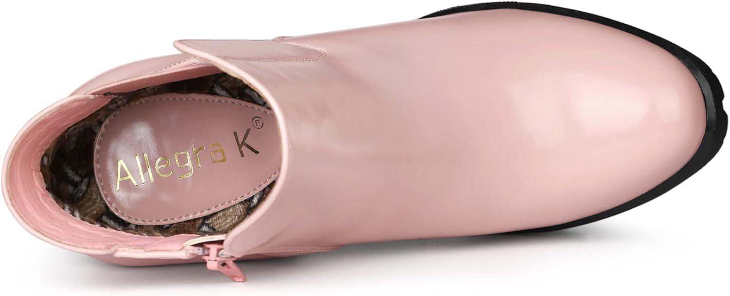 imageAllegra K Womens Chunky High Heel Platform Ankle BootsPink