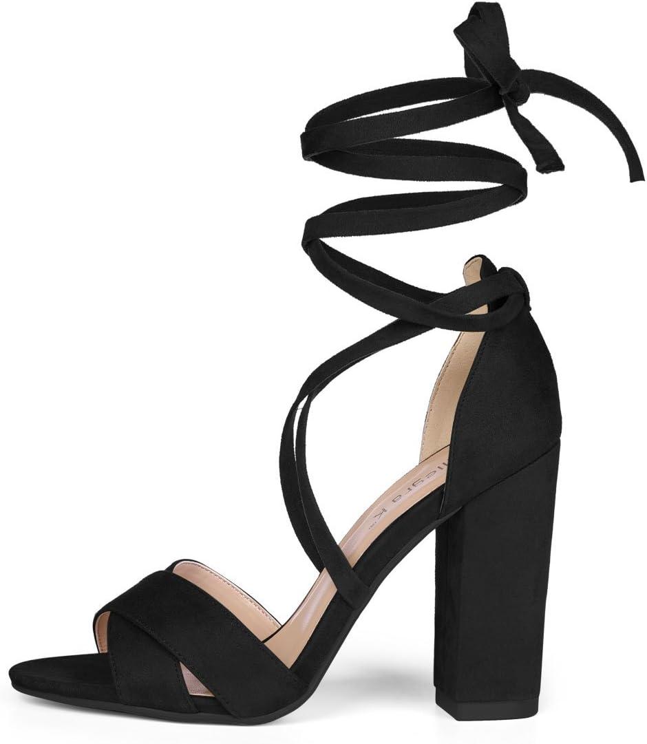 imageAllegra K Womens Heeled Lace up Black Sandals  9 M US
