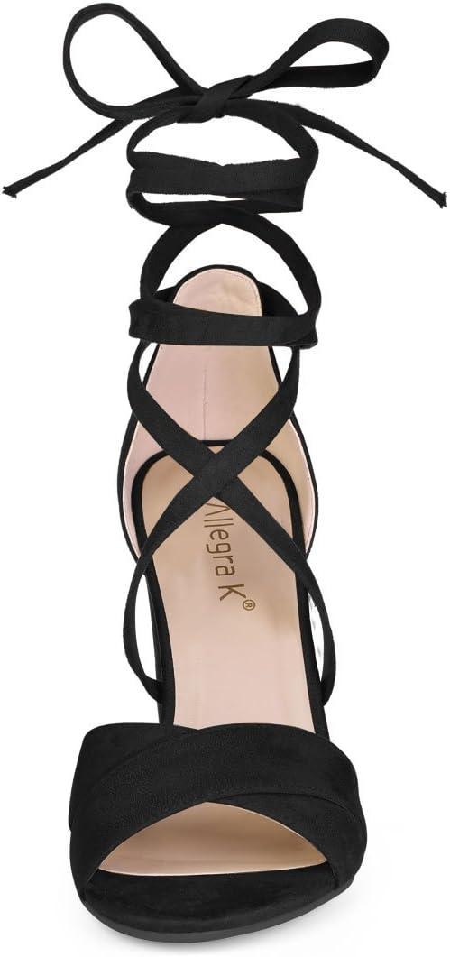 imageAllegra K Womens Heeled Lace up Black Sandals  9 M US
