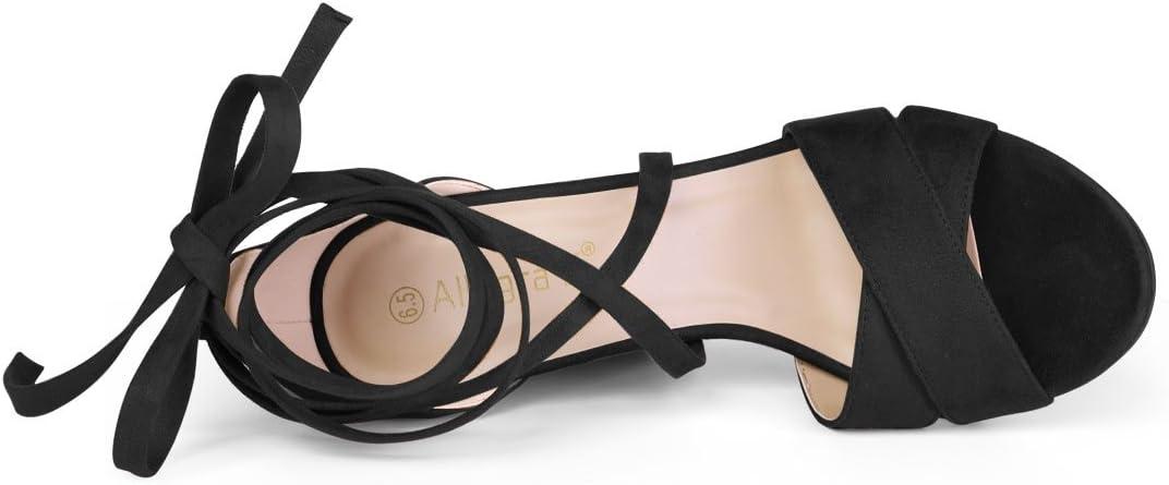 imageAllegra K Womens Heeled Lace up Black Sandals  9 M US