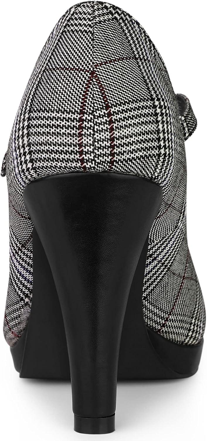 imageAllegra K Womens Houndstooth Platform Stiletto Heels Mary Janes PumpsBlack White