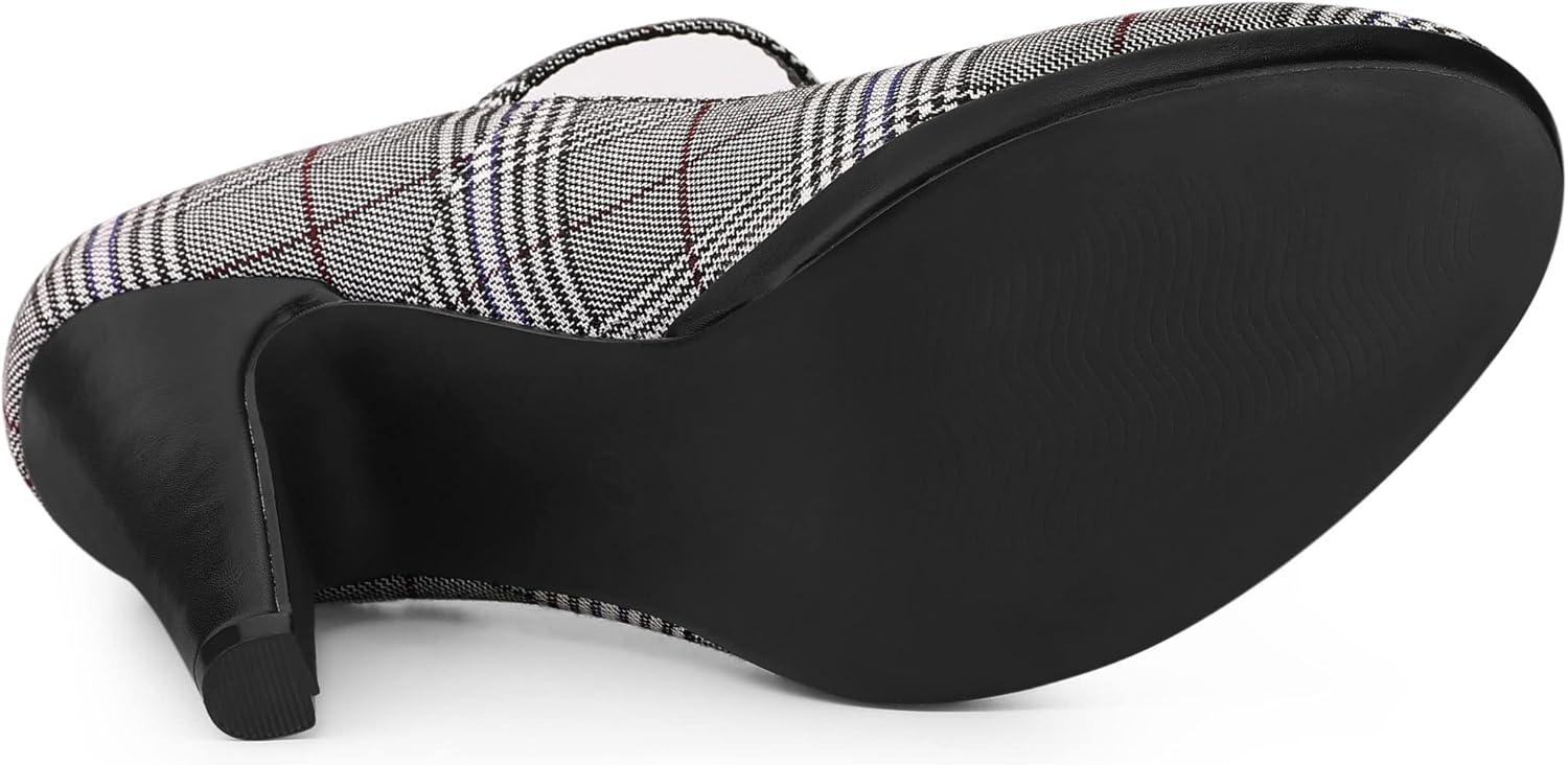 imageAllegra K Womens Houndstooth Platform Stiletto Heels Mary Janes PumpsBlack White