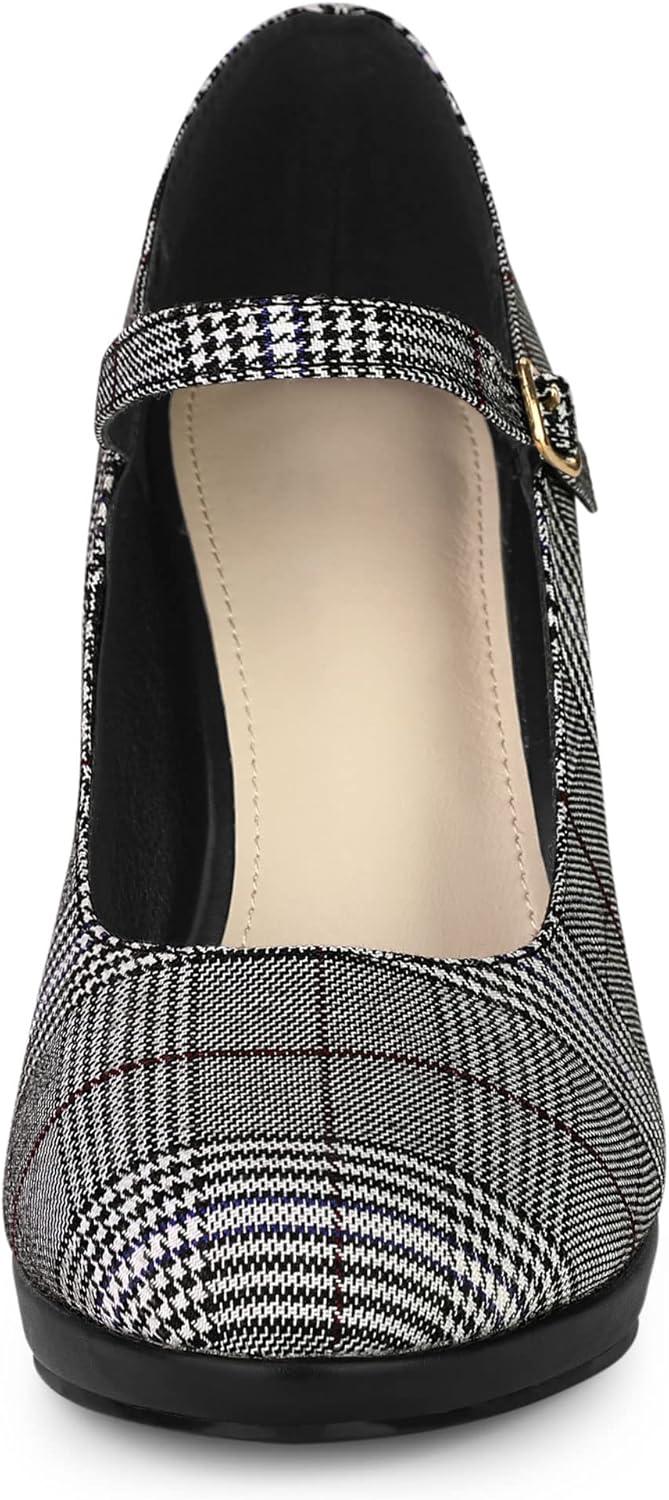 imageAllegra K Womens Houndstooth Platform Stiletto Heels Mary Janes PumpsBlack White