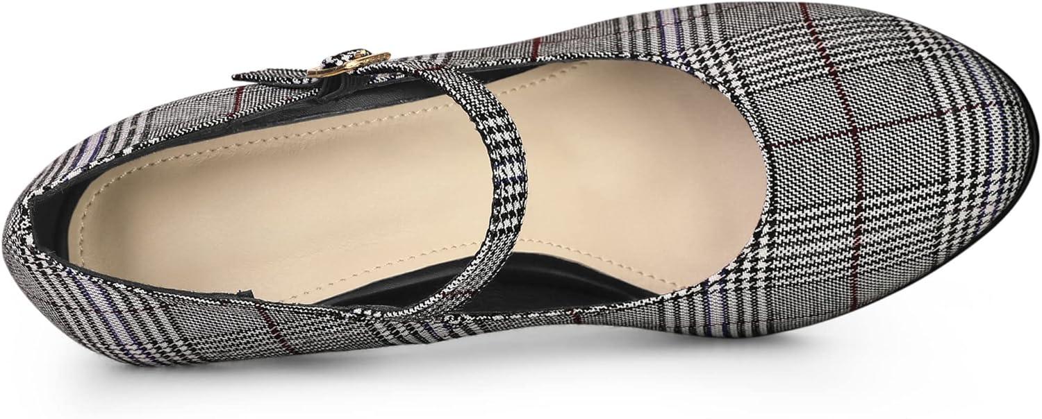 imageAllegra K Womens Houndstooth Platform Stiletto Heels Mary Janes PumpsBlack White