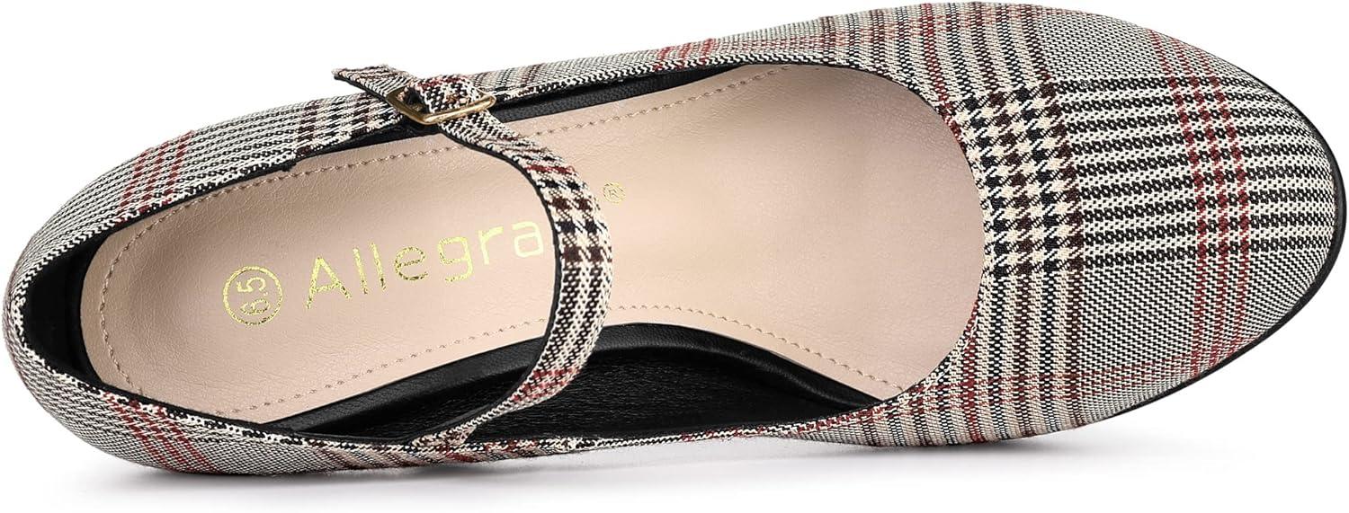 imageAllegra K Womens Houndstooth Platform Stiletto Heels Mary Janes PumpsBrown