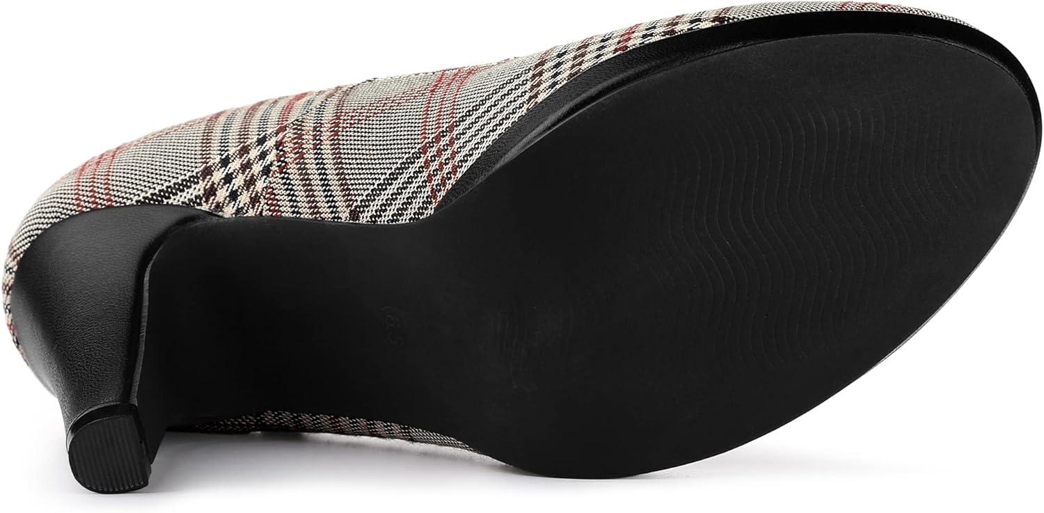 imageAllegra K Womens Houndstooth Platform Stiletto Heels Mary Janes PumpsBrown