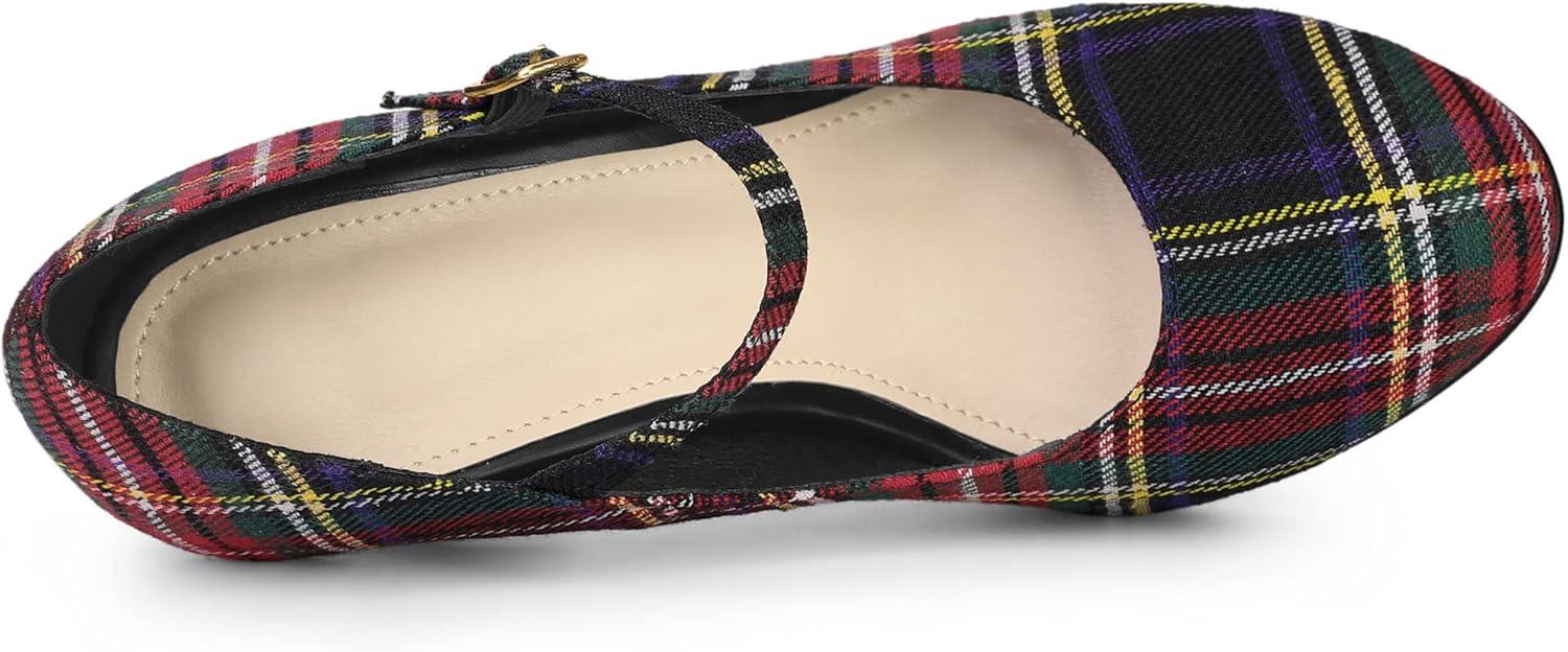 imageAllegra K Womens Houndstooth Platform Stiletto Heels Mary Janes PumpsRed Green