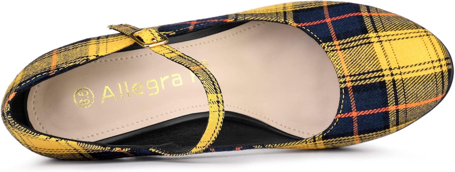 imageAllegra K Womens Houndstooth Platform Stiletto Heels Mary Janes PumpsYellow