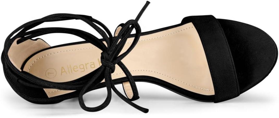 imageAllegra K Womens Kitten Heel Lace Up Open Toe SandalsBlack