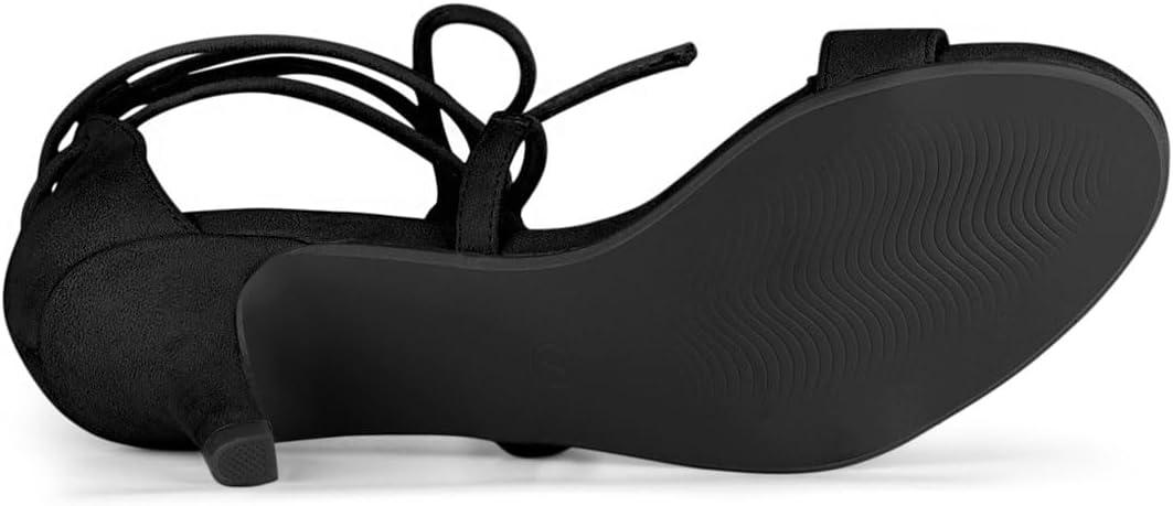 imageAllegra K Womens Kitten Heel Lace Up Open Toe SandalsBlack