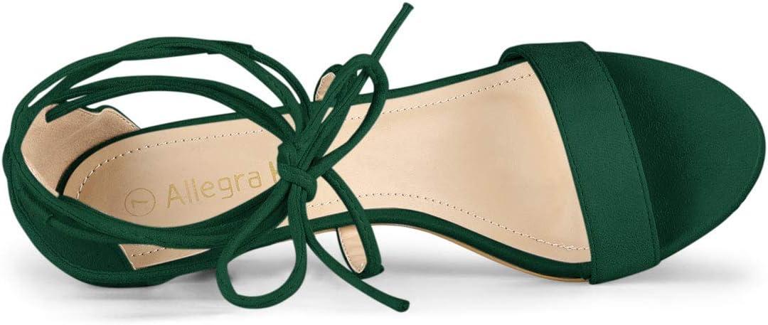 imageAllegra K Womens Kitten Heel Lace Up Open Toe SandalsGreen