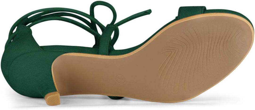 imageAllegra K Womens Kitten Heel Lace Up Open Toe SandalsGreen