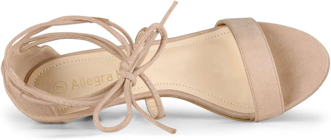 imageAllegra K Womens Kitten Heel Lace Up Open Toe SandalsNude