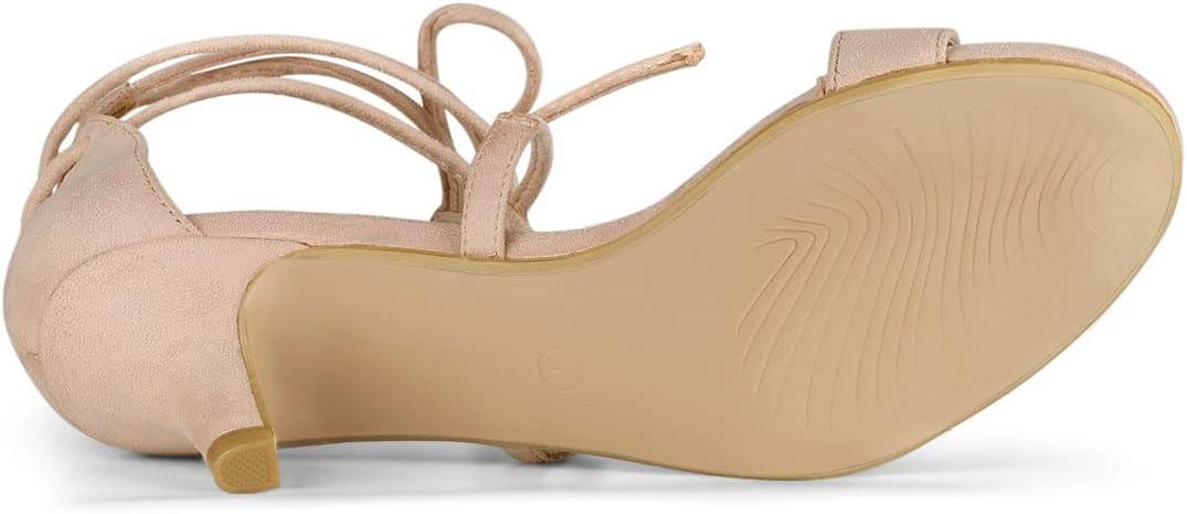 imageAllegra K Womens Kitten Heel Lace Up Open Toe SandalsNude