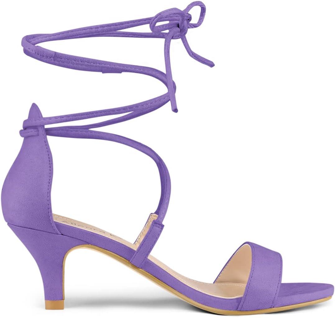 imageAllegra K Womens Kitten Heel Lace Up Open Toe SandalsPurple