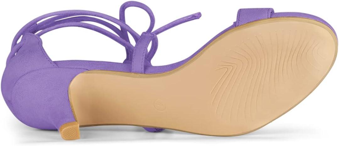 imageAllegra K Womens Kitten Heel Lace Up Open Toe SandalsPurple