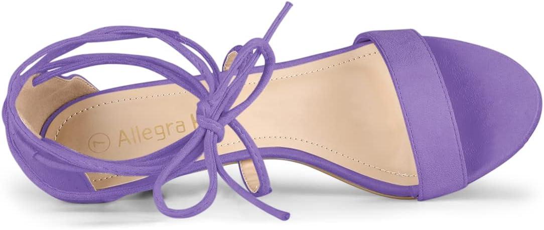 imageAllegra K Womens Kitten Heel Lace Up Open Toe SandalsPurple