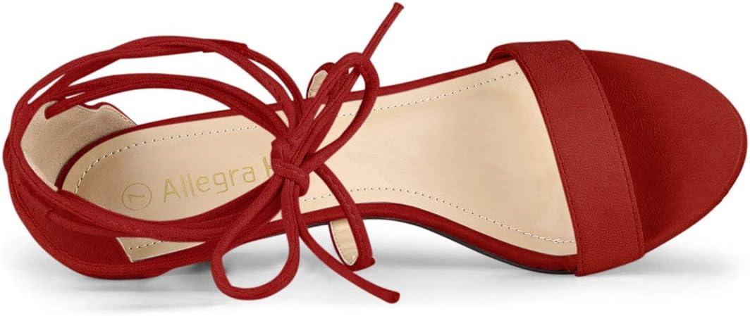 imageAllegra K Womens Kitten Heel Lace Up Open Toe SandalsRed
