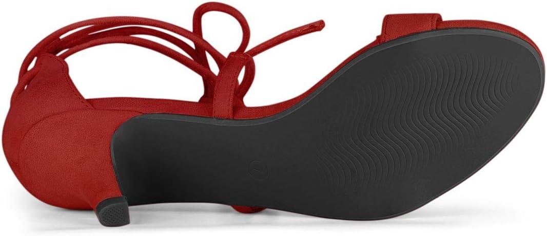 imageAllegra K Womens Kitten Heel Lace Up Open Toe SandalsRed