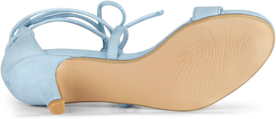 imageAllegra K Womens Kitten Heel Lace Up Open Toe SandalsSky Blue