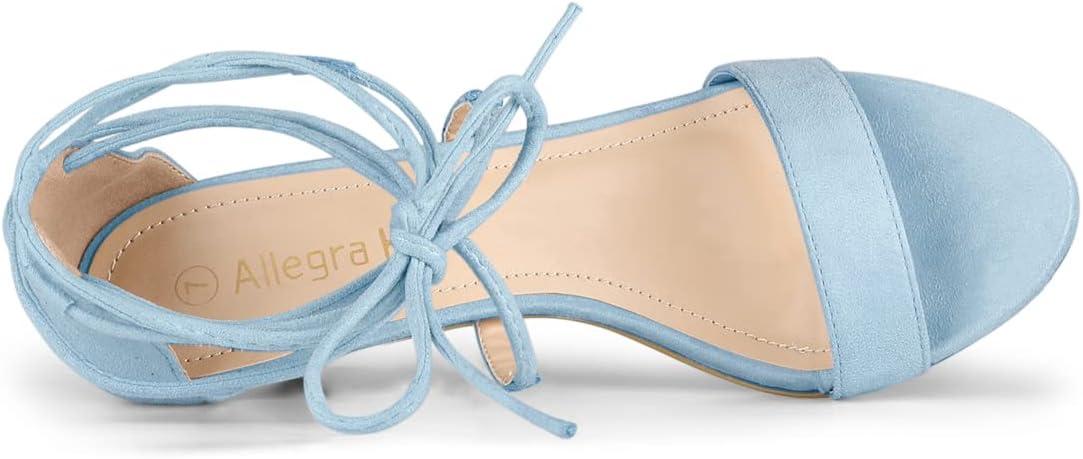 imageAllegra K Womens Kitten Heel Lace Up Open Toe SandalsSky Blue