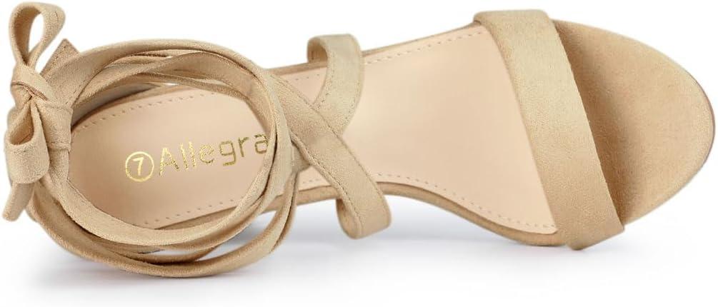 imageAllegra K Womens Lace Up Block Heels SandalsBeige
