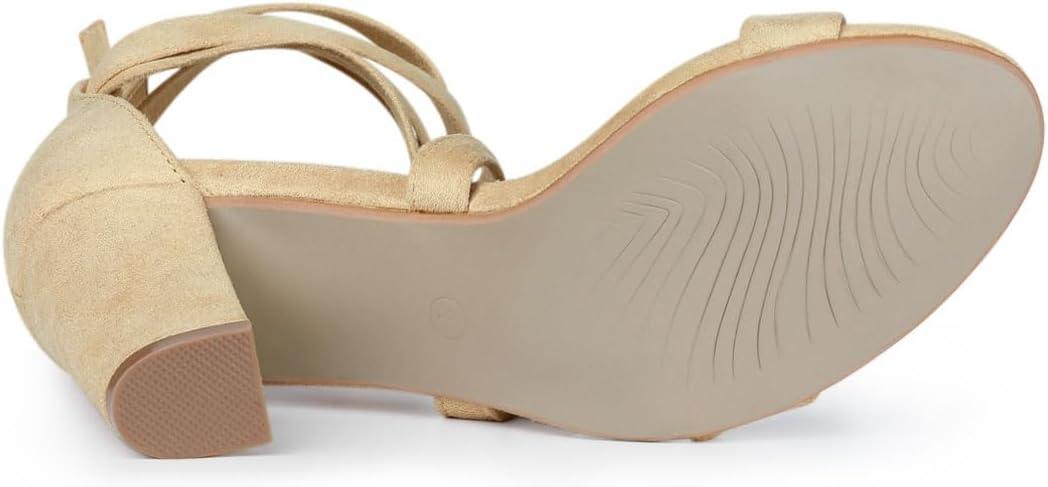 imageAllegra K Womens Lace Up Block Heels SandalsBeige