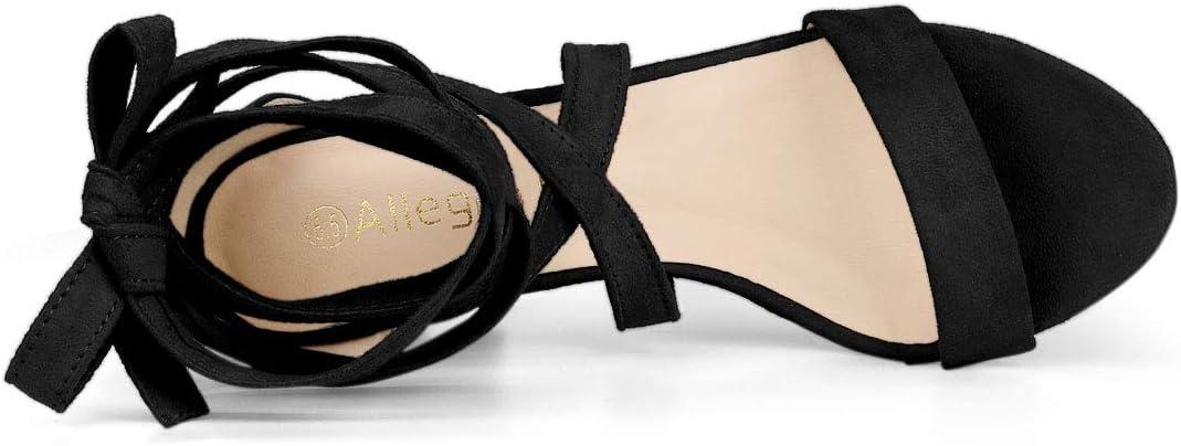 imageAllegra K Womens Lace Up Block Heels SandalsBlack