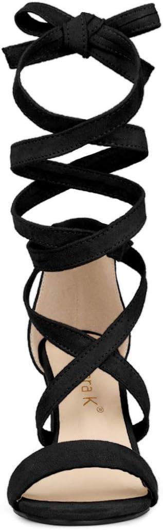 imageAllegra K Womens Lace Up Block Heels SandalsBlack