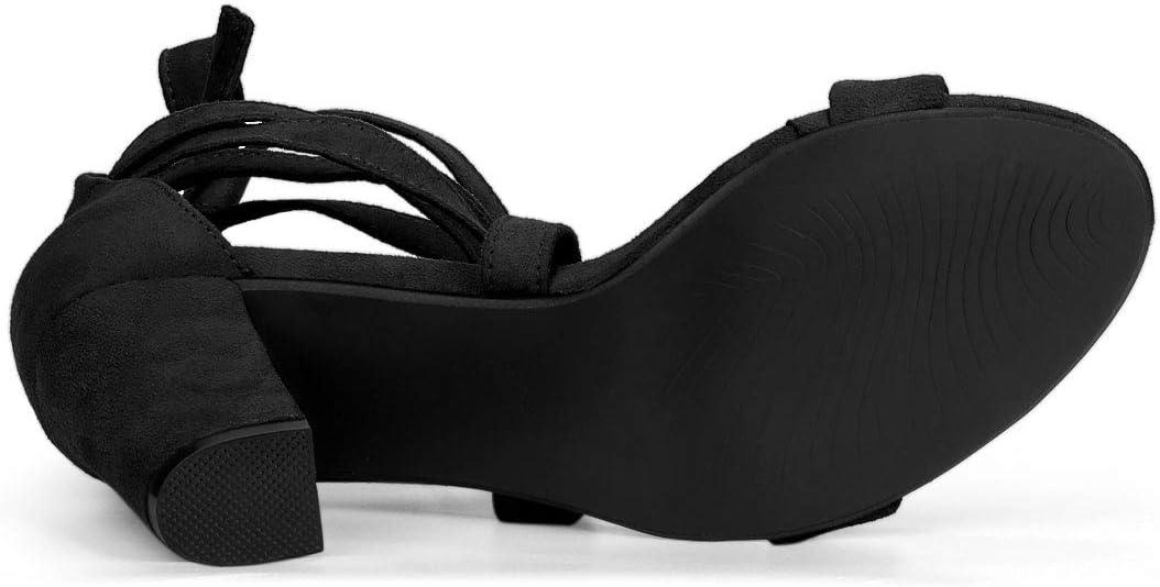 imageAllegra K Womens Lace Up Block Heels SandalsBlack