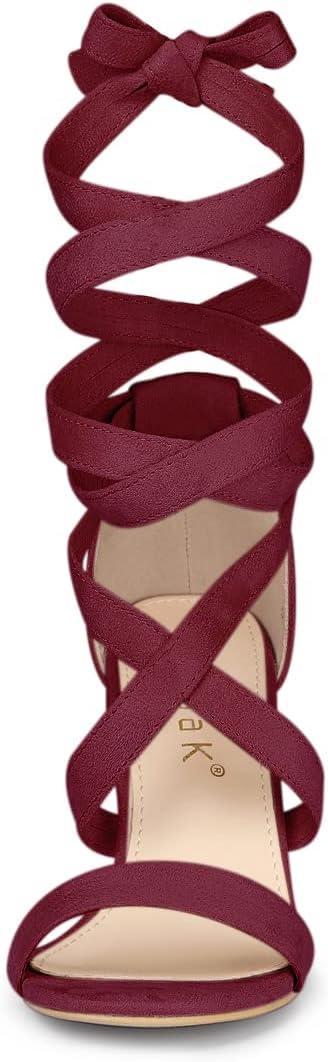 imageAllegra K Womens Lace Up Block Heels SandalsBurgundy