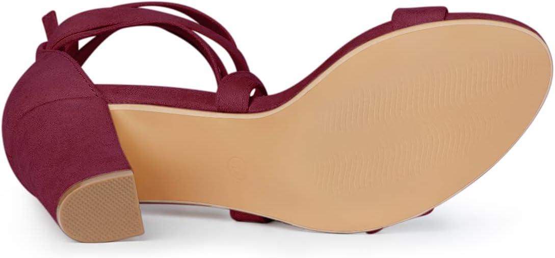 imageAllegra K Womens Lace Up Block Heels SandalsBurgundy