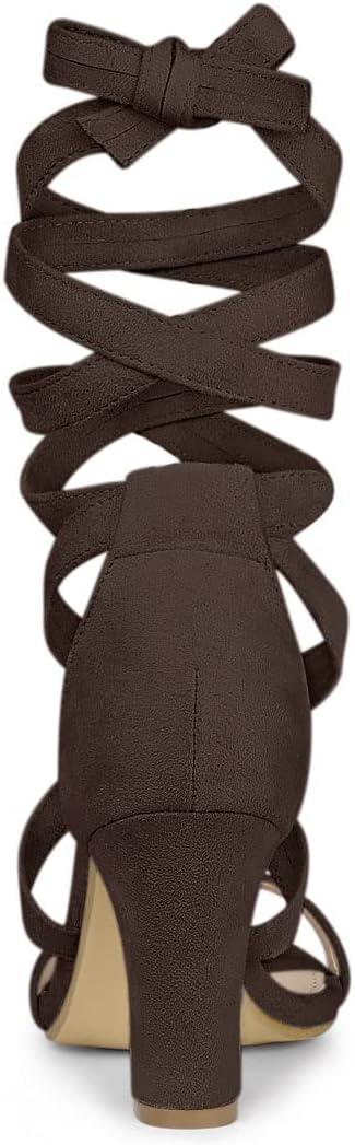 imageAllegra K Womens Lace Up Block Heels SandalsCoffee