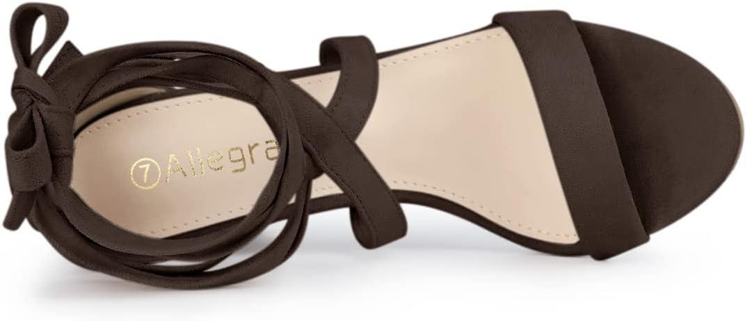 imageAllegra K Womens Lace Up Block Heels SandalsCoffee