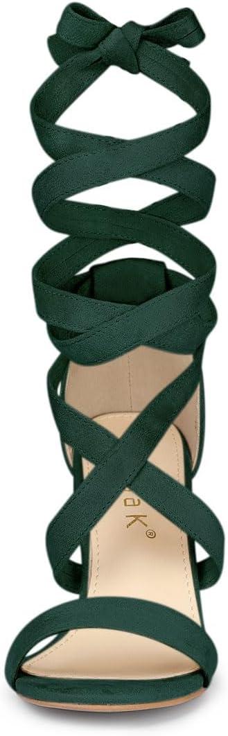 imageAllegra K Womens Lace Up Block Heels SandalsGreen