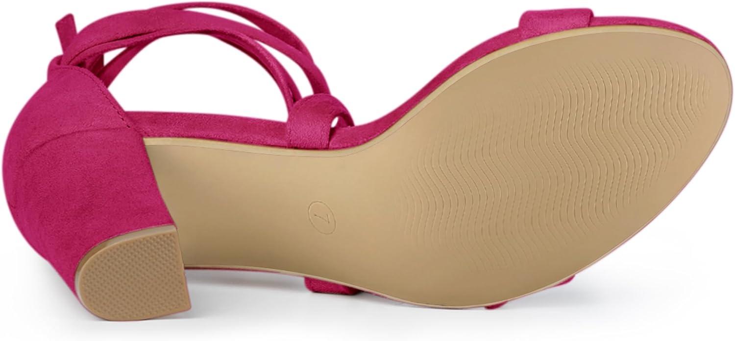 imageAllegra K Womens Lace Up Block Heels SandalsHot Pink