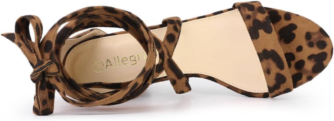 imageAllegra K Womens Lace Up Block Heels SandalsLeopard